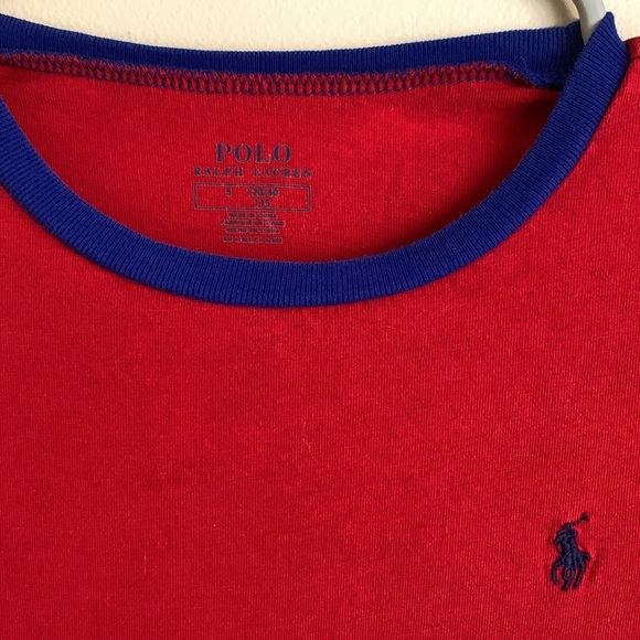 Polo Ralph Lauren long sleeve red/navy blue color block tee size 5 - Picture 2 of 4